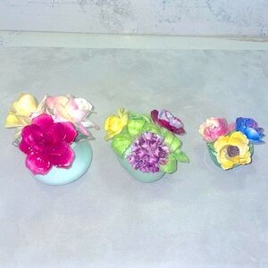 Collection of 3 Crown Staffordshire Floral Bone China Painted Flower Pots